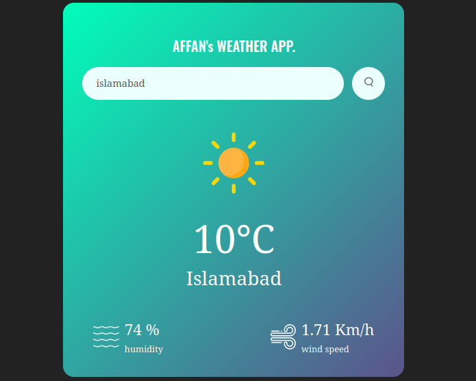 Weather app snapshot